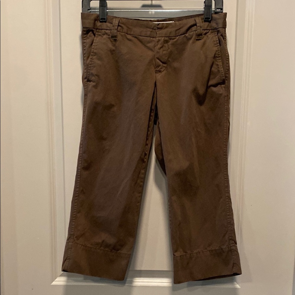 GAP Brown Cotton Capris 1R Casual Relaxed Fit